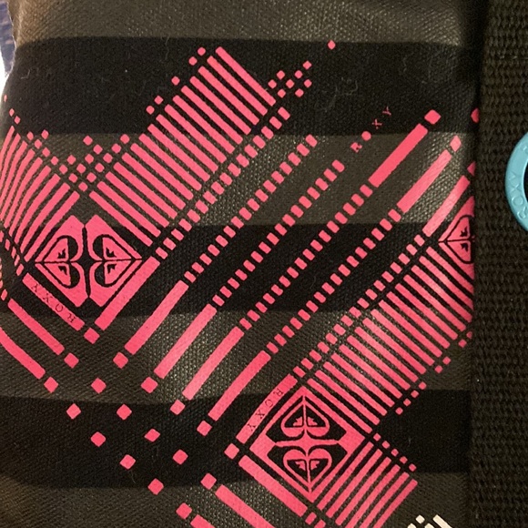 ROXY Logo Black and Gray Striped canvas tote bag - Picture 13 of 15